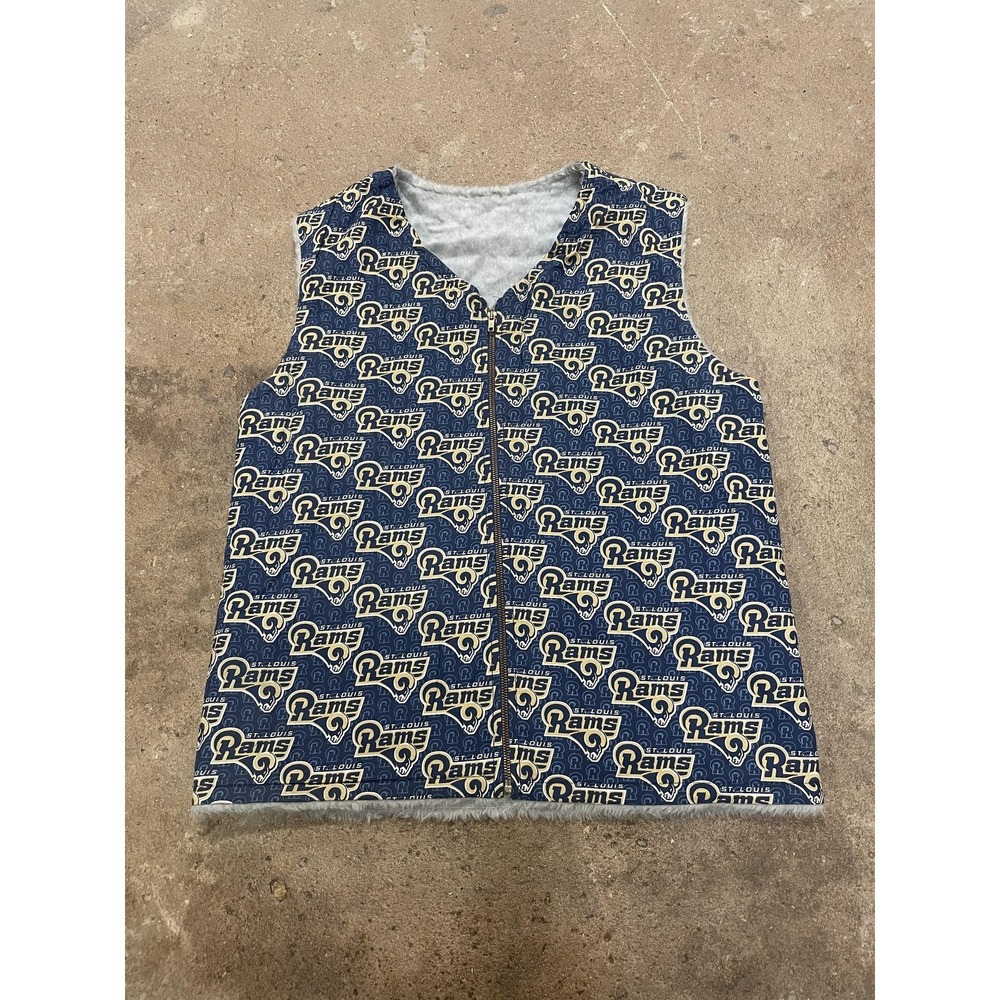 St.‎ Louis Rams Jacket Vest Mens Large Blue NFL Football Fleece Handmade